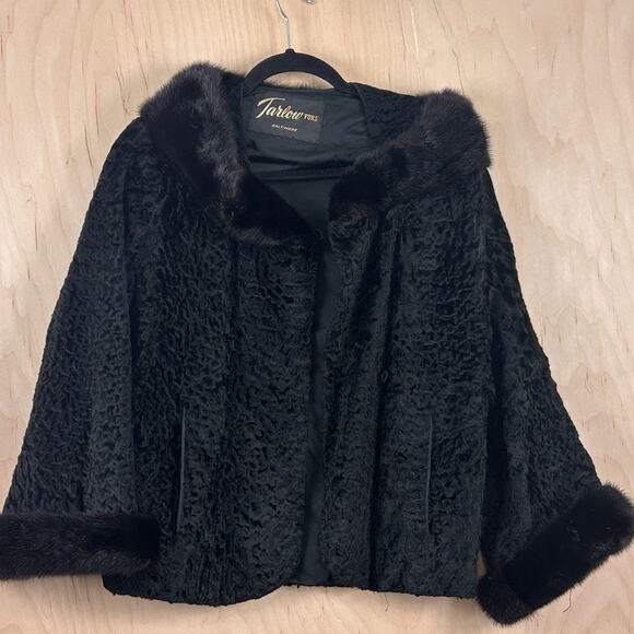 Tarlow Jackets & Blazers - Tarlow Furs Baltimore Vintage Black Fur Jacket Mink Trim Monogrammed